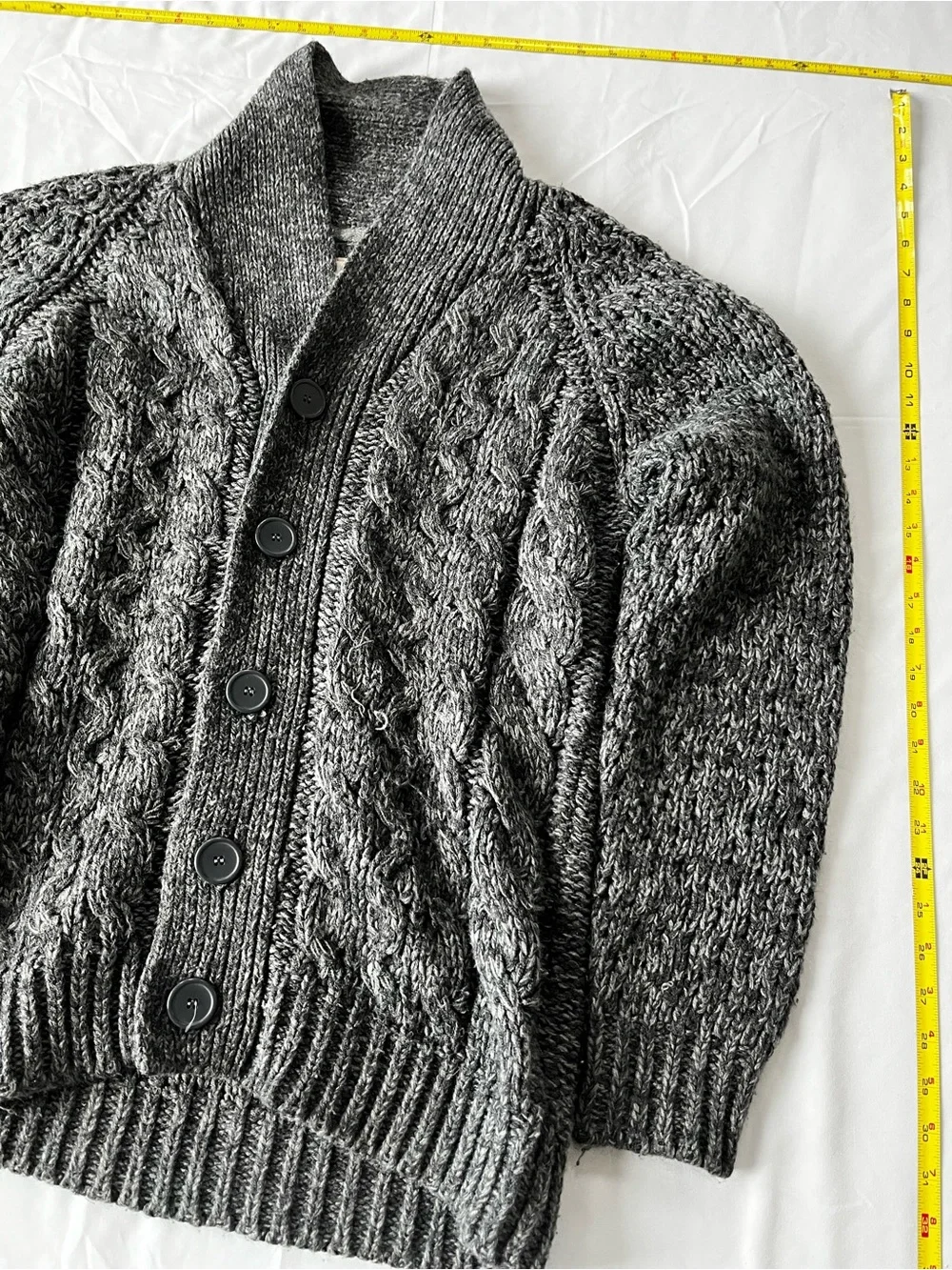 Weatherproof Men's Charcoal Cable-Knit Shawl Collar Cardigan